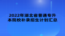 2022年湖北省普通專升本院校補錄招生計劃匯總