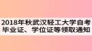 2018年秋季武漢輕工大學(xué)自考畢業(yè)證、學(xué)位證及學(xué)生檔案領(lǐng)取通知