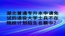 湖北普通專升本申請(qǐng)免試的退役大學(xué)士兵不在院校計(jì)劃招生名額中？