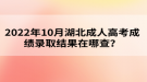 2022年10月湖北成人高考成績(jī)錄取結(jié)果在哪查？