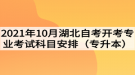 2021年10月湖北自考開考專業(yè)考試科目安排（專升本）