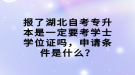 報了湖北自考專升本是一定要考學士學位證嗎，申請條件是什么？