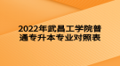 2022年武昌工學(xué)院普通專升本專業(yè)對(duì)照表