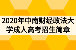 2020年中南財經(jīng)政法大學(xué)成人高考招生簡章