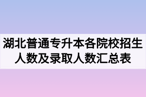 2020年湖北普通專升本各院校招生人數(shù)及錄取人數(shù)匯總表