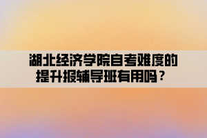 湖北經濟學院自考難度的提升報輔導班有用嗎？