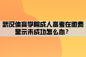 武漢體育學(xué)院成人高考在繳費(fèi)顯示未成功怎么辦？