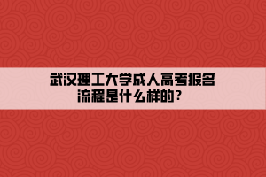 武漢理工大學(xué)成人高考報(bào)名流程是什么樣的？