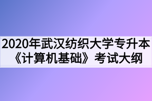 2020年武漢紡織大學(xué)普通專升本《計算機基礎(chǔ)》考試大綱