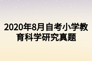 2020年8月自考小學(xué)教育科學(xué)研究真題