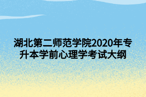 湖北第二師范學(xué)院2020年專升本學(xué)前心理學(xué)考試大綱