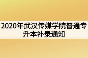 2020年武漢傳媒學院普通專升本補錄通知