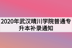 2020年武漢晴川學院普通專升本補錄通知