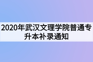 2020年武漢文理學院普通專升本補錄通知