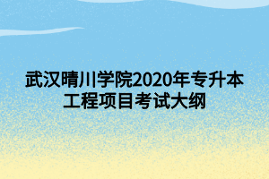 武漢晴川學(xué)院2020年專升本工程項(xiàng)目考試大綱