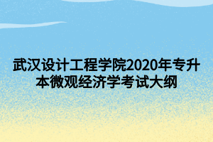 武漢設(shè)計工程學(xué)院2020年專升本微觀經(jīng)濟(jì)學(xué)考試大綱