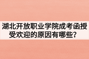 湖北開放職業(yè)學院成考函授受歡迎的原因有哪些？