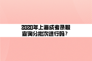 2020年上海成考錄取查詢分批次進行嗎？