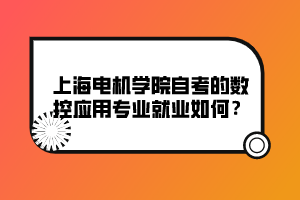 上海電機學院自考的數(shù)控應用專業(yè)就業(yè)如何？