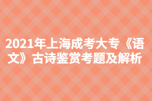 2021年上海成考大?！墩Z(yǔ)文》古詩(shī)鑒賞考題及解析