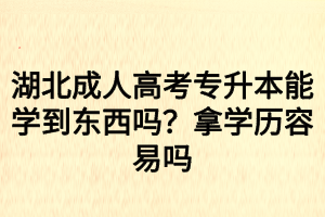 湖北成人高考專升本能學(xué)到東西嗎？拿學(xué)歷容易嗎