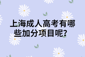 上海成人高考有哪些加分項目呢？