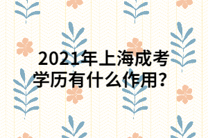 2021年上海成考學(xué)歷有什么作用？