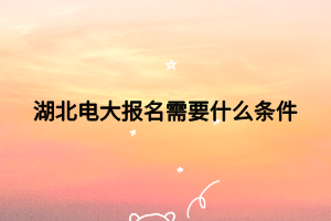 湖北電大報(bào)名需要什么條件