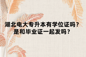 湖北電大專升本有學(xué)位證嗎？是和畢業(yè)證一起發(fā)嗎？