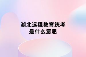 湖北遠程教育統(tǒng)考是什么意思