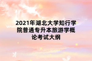 2021年湖北大學知行學院普通專升本旅游學概論考試大綱