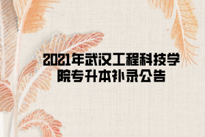 2021年武漢工程科技學(xué)院專升本補錄公告