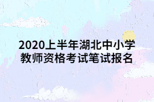 2020上半年湖北中小學(xué)教師資格考試筆試報名