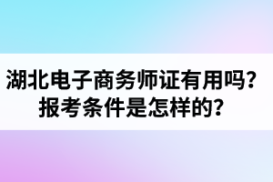 湖北電子商務(wù)師證書有用嗎？電子商務(wù)師報考條件是怎樣的？