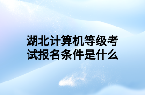 湖北計算機(jī)等級考試報名條件是什么