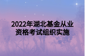 2022年湖北基金從業(yè)資格考試組織實(shí)施