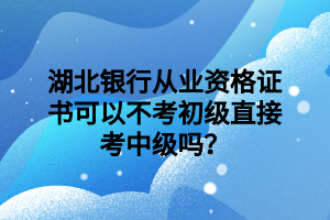 湖北銀行從業(yè)資格證書可以不考初級(jí)直接考中級(jí)嗎？