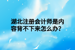 湖北注冊(cè)會(huì)計(jì)師是內(nèi)容背不下來怎么辦？