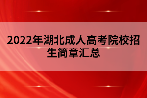 2022年湖北成人高考院校招生簡章匯總