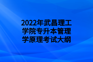 2022年武昌理工學(xué)院專升本管理學(xué)原理考試大綱