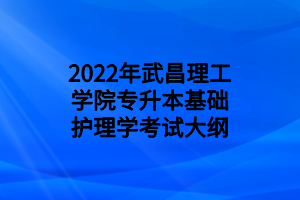 2022年武昌理工學院專升本基礎護理學考試大綱