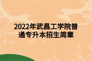 2022年武昌工學(xué)院普通專(zhuān)升本招生簡(jiǎn)章