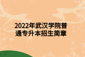 2022年武漢學(xué)院普通專升本招生簡章