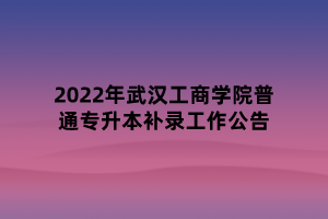 2022年武漢工商學(xué)院普通專升本補(bǔ)錄工作公告