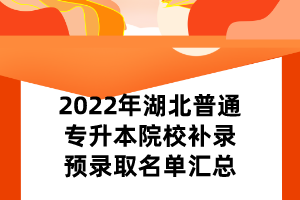 2022年湖北普通專升本院校補(bǔ)錄預(yù)錄取名單匯總